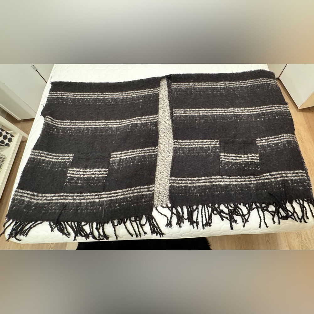 Large Black and Gray Striped Wrap